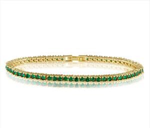 SAHIRA Karla Tennis Bracelet Emerald 18K Gold Plated with Extension